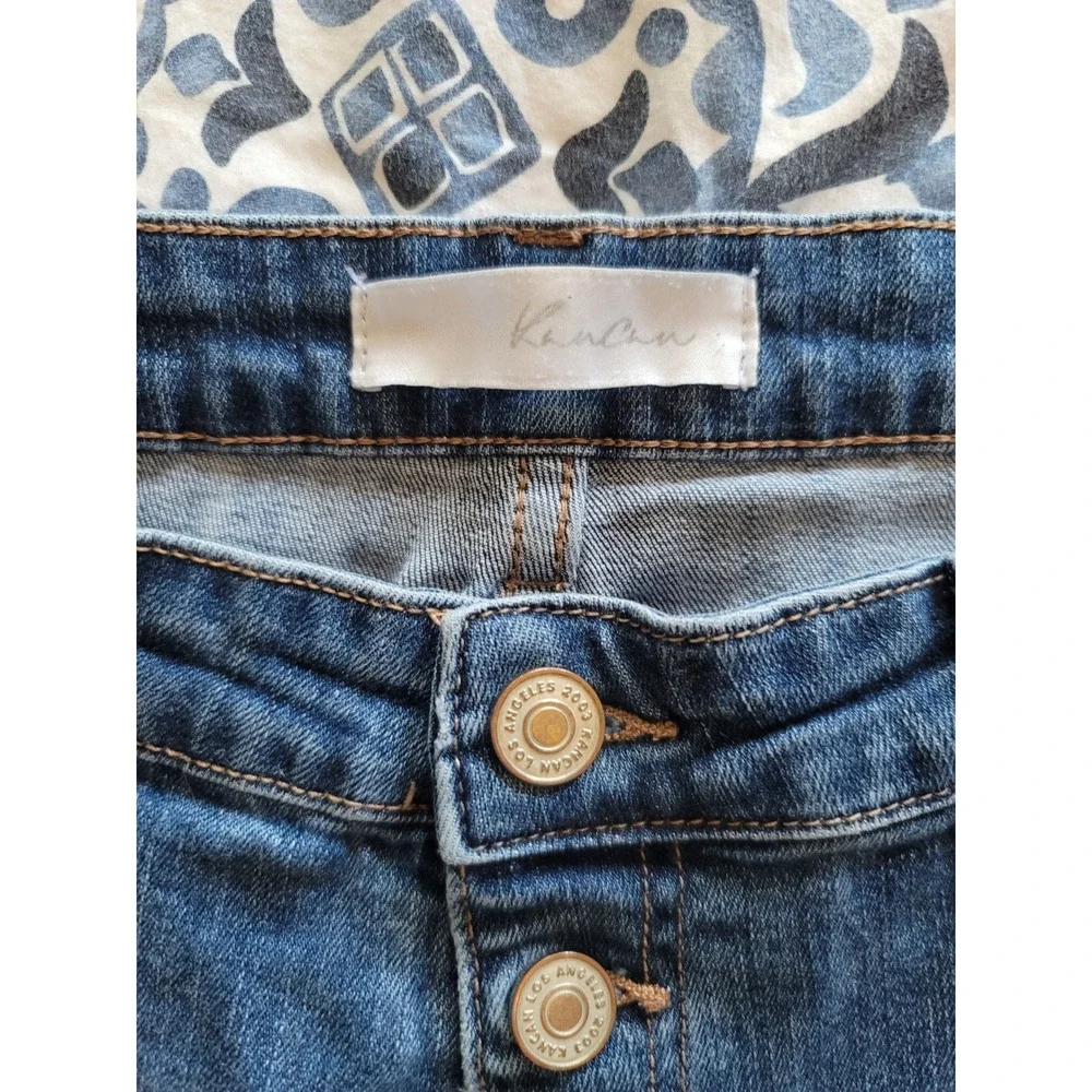 Kancan Distressed Skinny Jeans Button Fly Medium Wash Denim‎ Women's Size